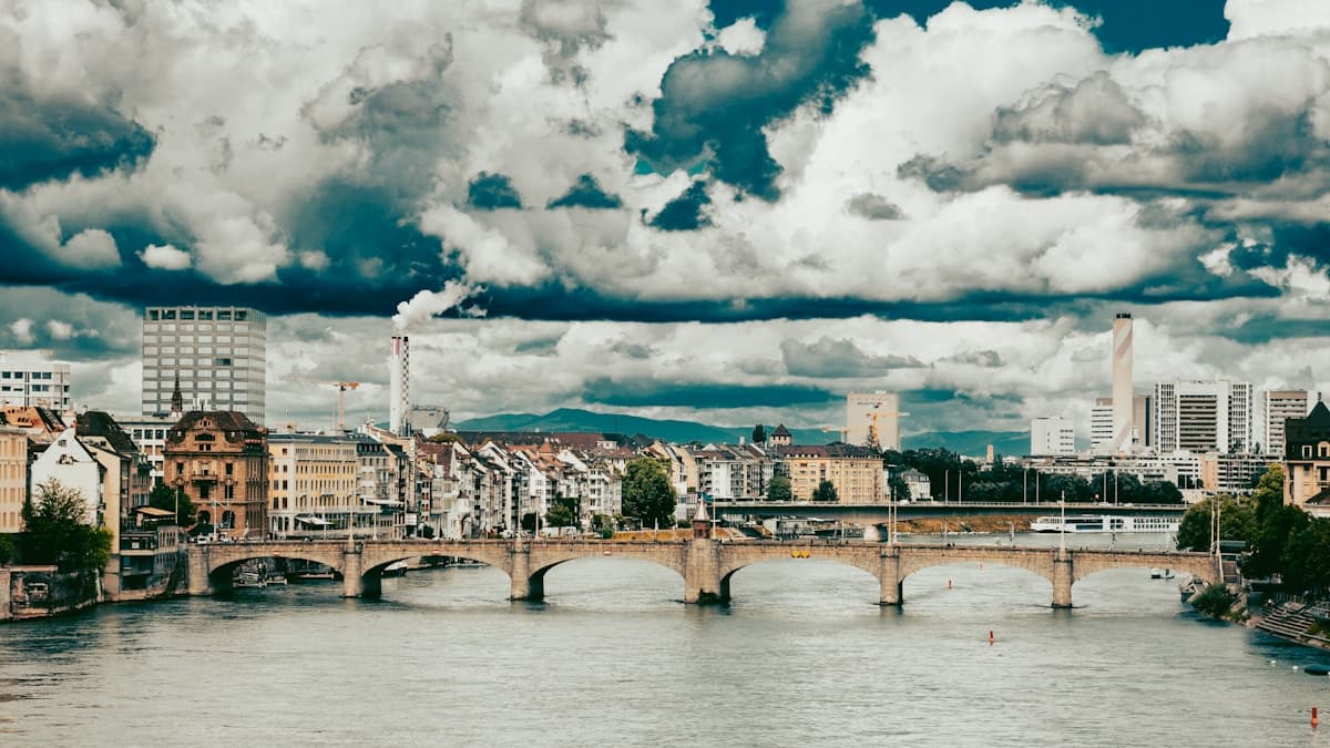 Bridge over river in Basel