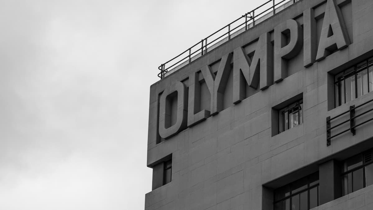 Olympia station sign in London