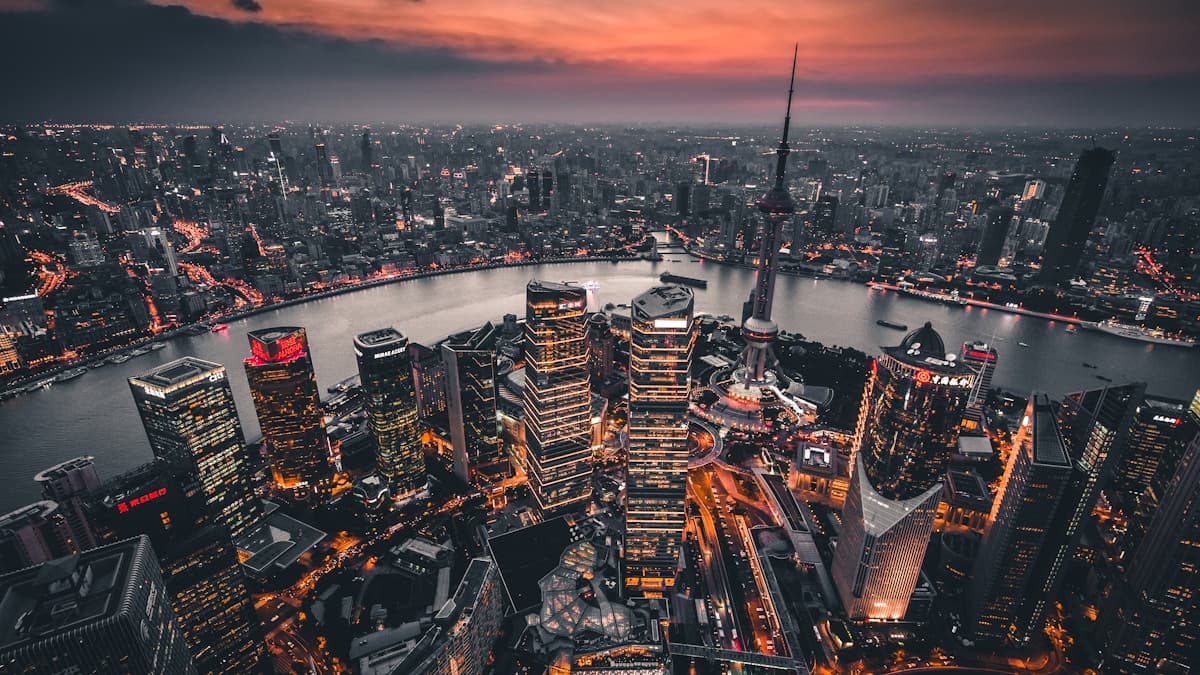 Shanghai skyline at dusk