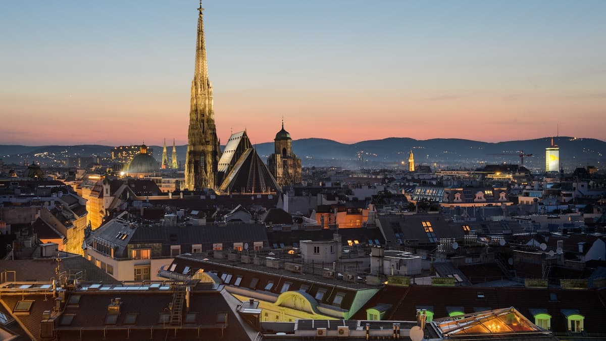 Vienna rooftops at blue hour